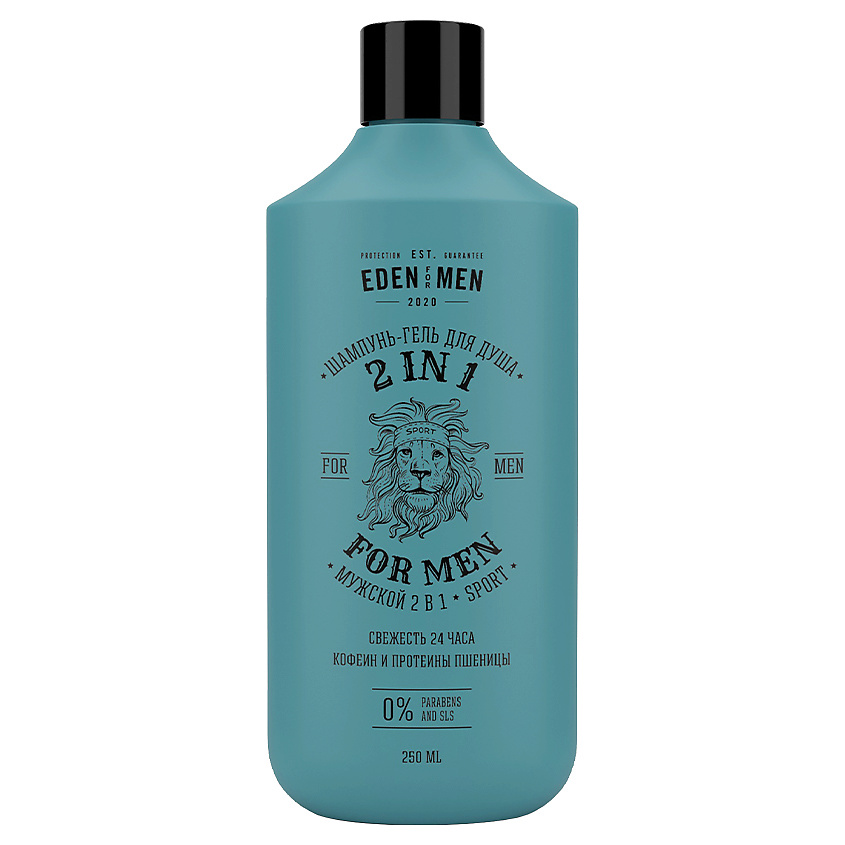 Изображение товара EDEN FOR MEN Шампунь-гель мужской 2 в 1 для волос и тела с протеинами пшеницы, 250 мл