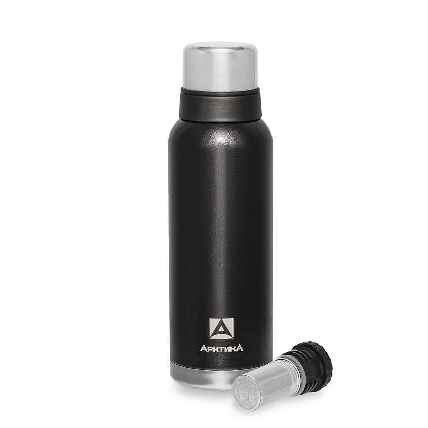 Изображение товара Арктика Термос с ситечком и чашками 1.2 л черный для горячих и холодных напитков