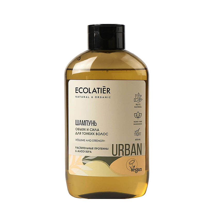 Изображение товара ECOLATIER Шампунь Объем и сила для тонких волос растительные протеины & алоэ вера, 600 мл