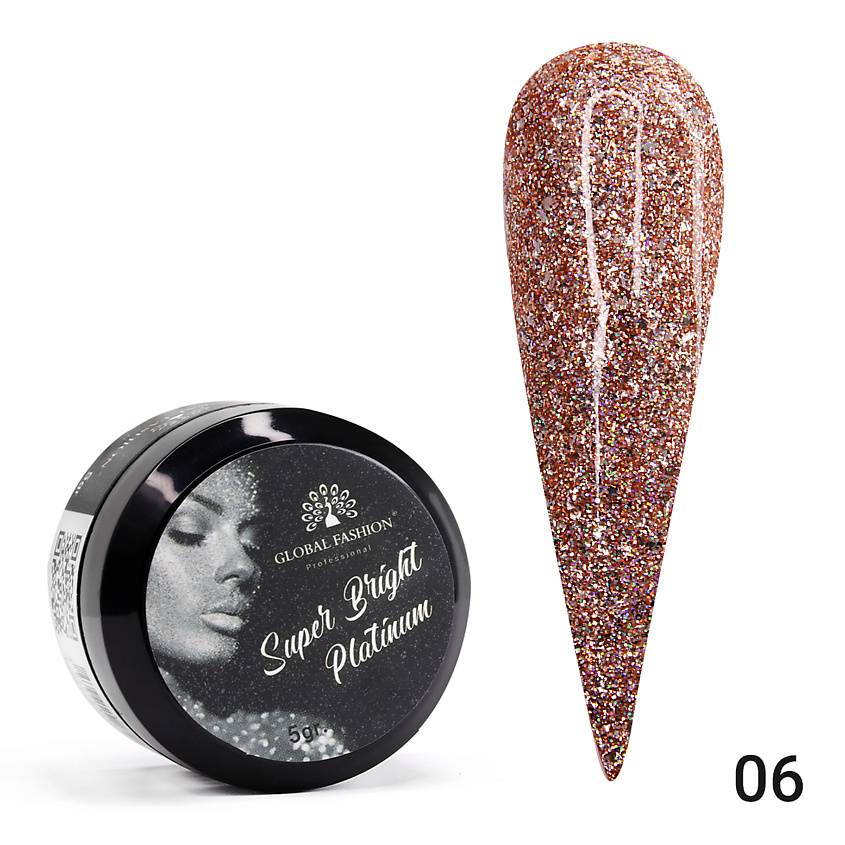 Изображение товара Гель-краска для ногтей Super Bright platinum 01 черный 5 г Global Fashion