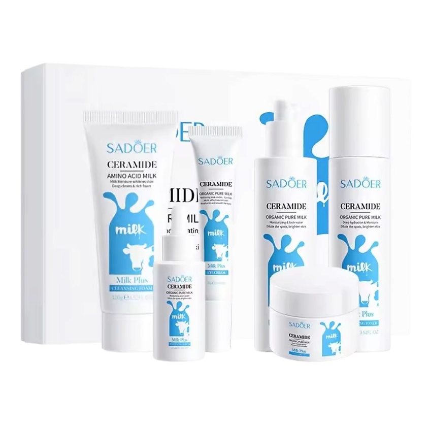 Изображение товара SADOER Набор косметики для лица с аминокислотами и экстрактом коровьего молока, 410 гр.