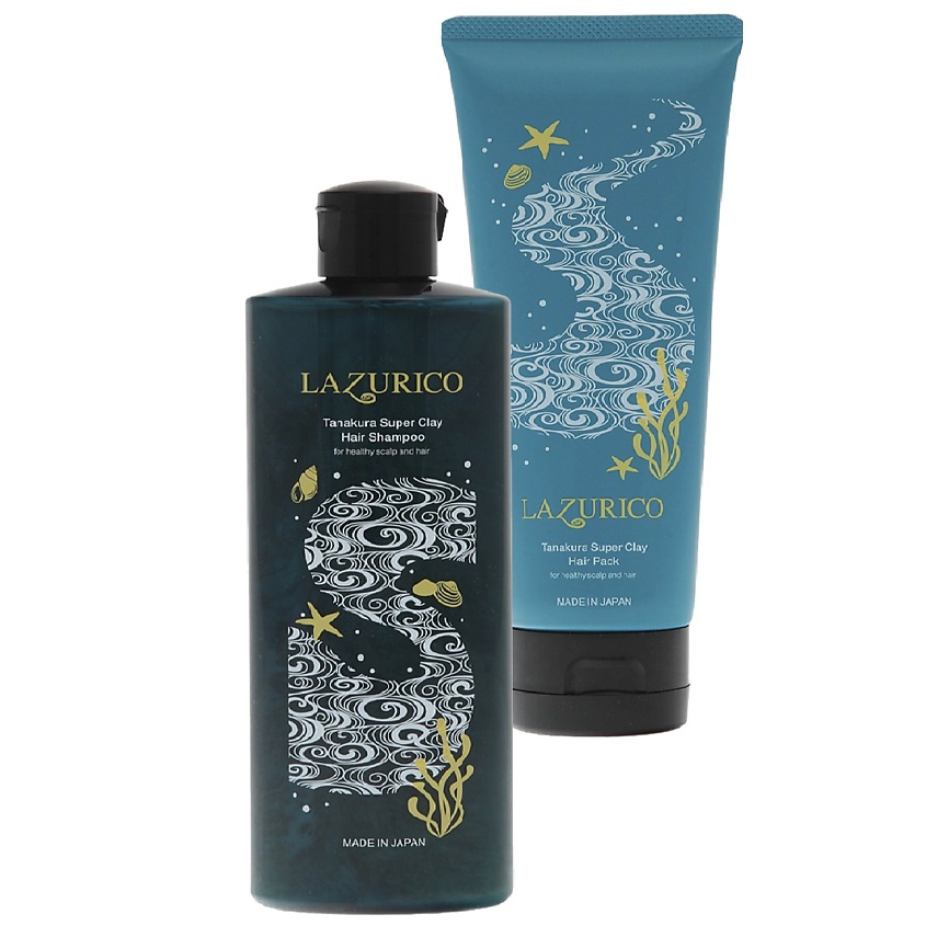 Изображение товара LAZURICO Набор Tanakura Super Clay, Шампунь 300мл; Маска 210г