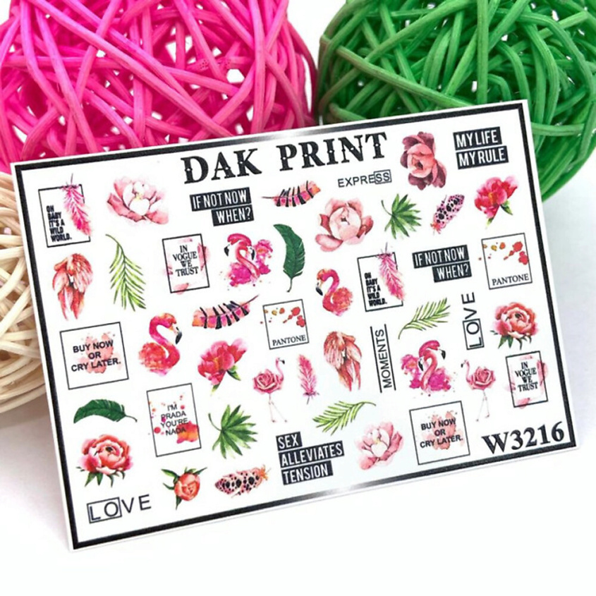 Изображение товара DAK PRINT Слайдер-дизайн для ногтей W3216, цвет: н/о, 1 шт