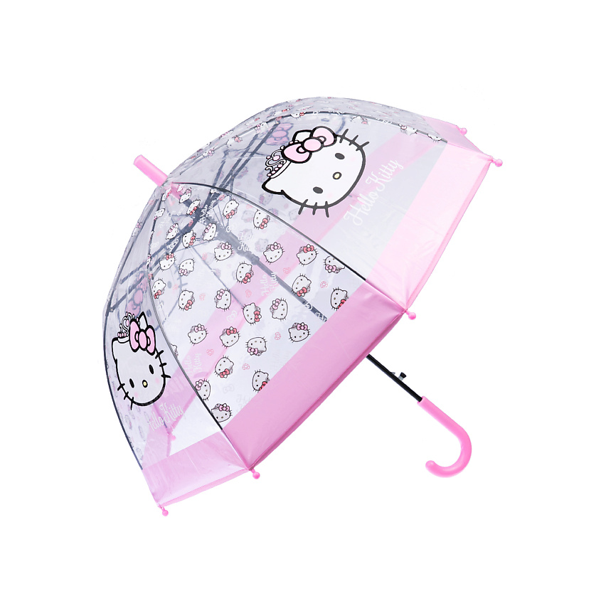 Изображение товара Зонт трость Hello Kitty для девочек 68 см купол 70 см прозрачный