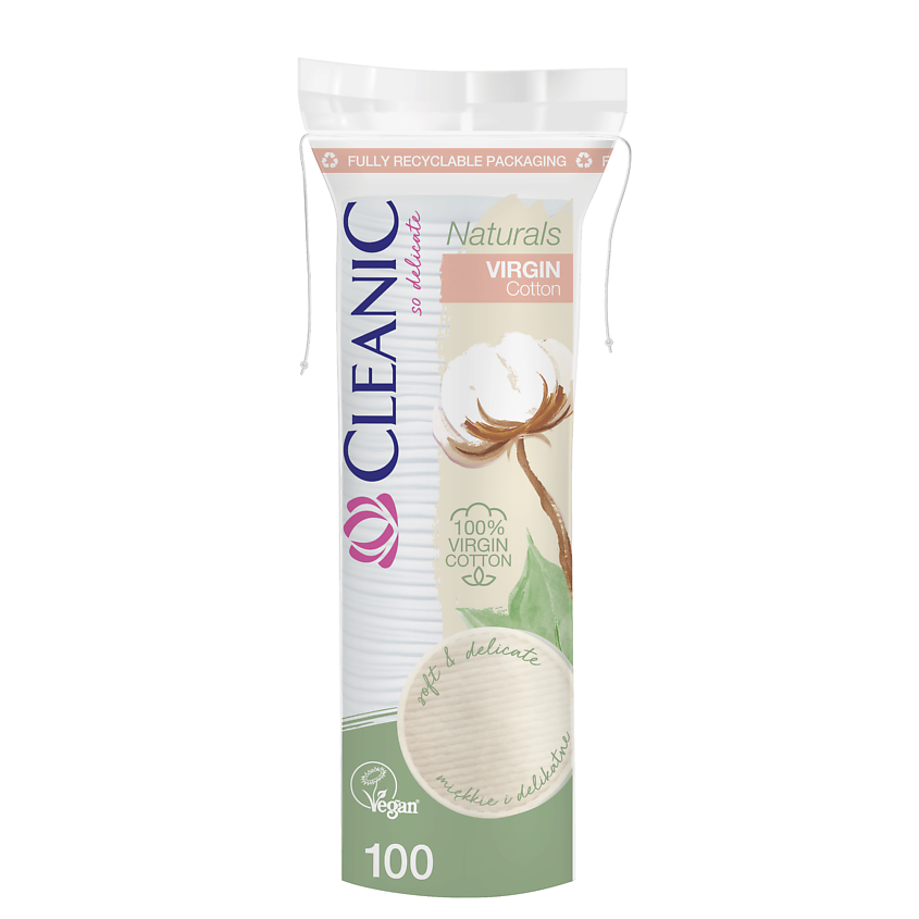 Изображение товара CLEANIC Naturals Virgin Cotton Ватные диски гигиенические, 100 шт.