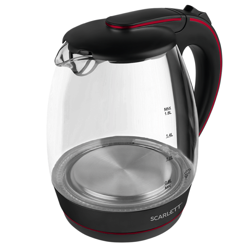 Изображение товара SCARLETT Чайник электрический SC-EK27G71, коллекция Rosso-Nero, цвет: Черный, 1 шт