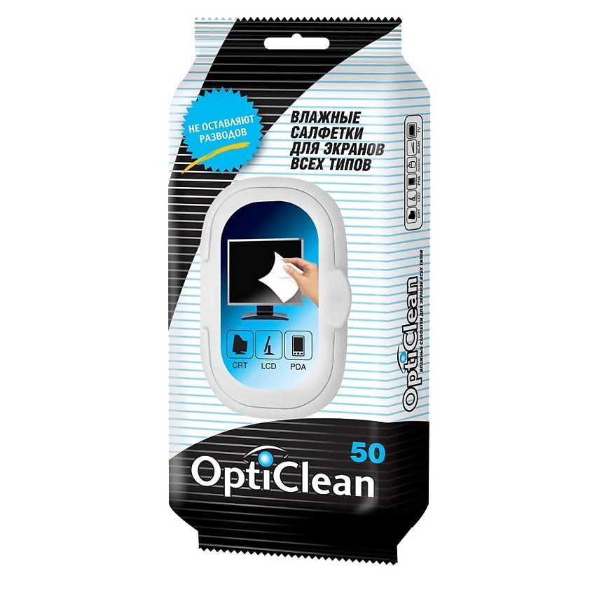 Изображение товара OPTI CLEAN Влажные салфетки для экранов, 50 шт.