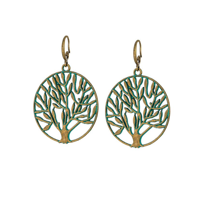 Изображение товара Серьги в виде Дерева оливы из бронзы с голубой окраской KOSHIKA