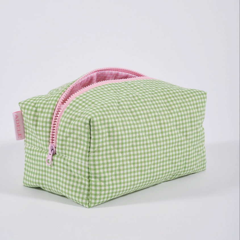 Изображение товара ADELE FOR YOU Косметичка хлопковая, Зеленая клетка