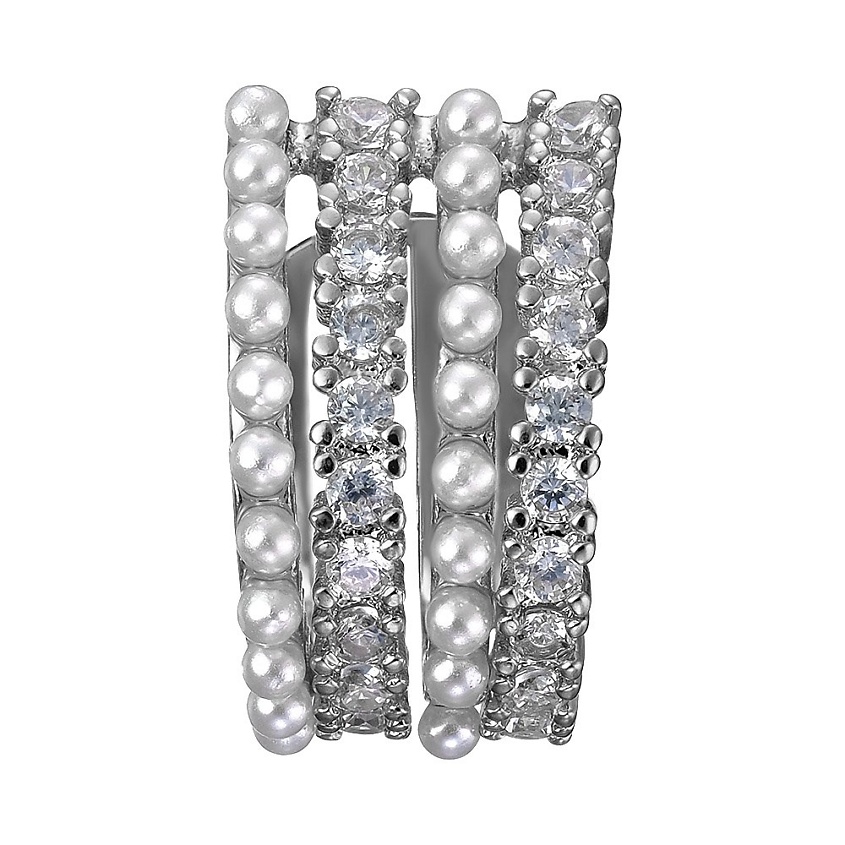 Изображение товара UVI JEWELLERY Кафф с микрожемчугом и прозрачными кристаллами, Серебряный