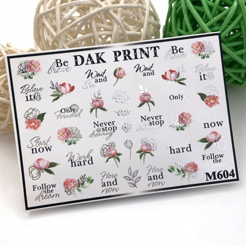 Изображение товара DAK PRINT Слайдер-дизайн для ногтей M604, яркие рисунки, 1 шт
