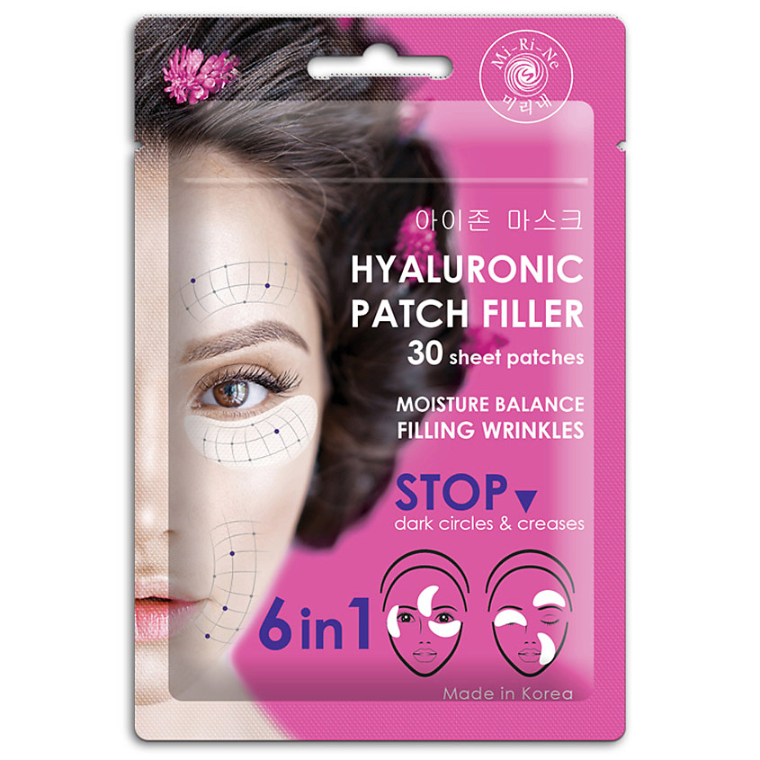 Изображение товара MI-RI-NE Гиалуроновые тканевые патчи-филлеры 6 в 1 для кожи вокруг глаз, 25 г