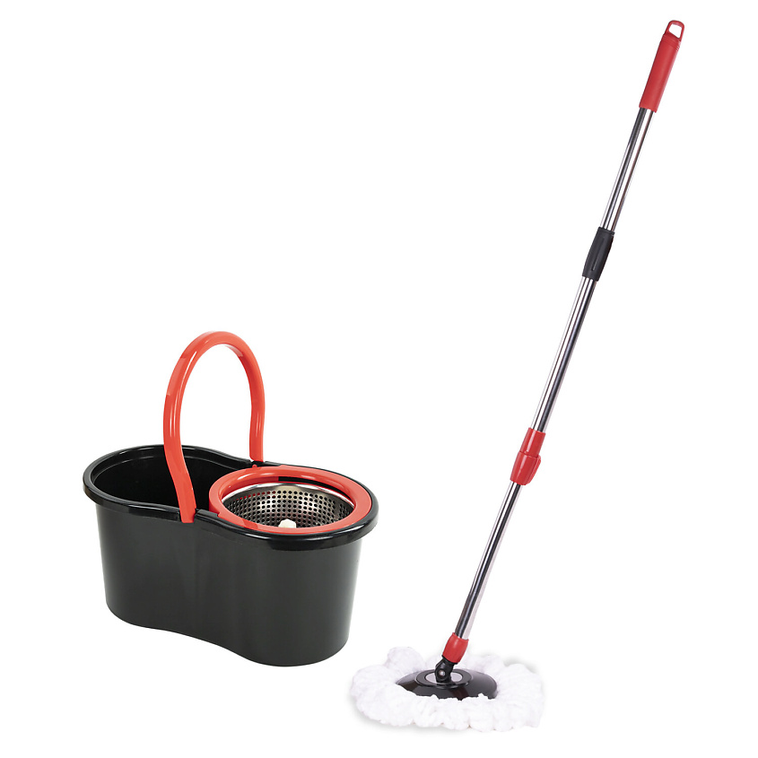 Изображение товара LAIMA Швабра с отжимом и ведром 7л/5л, две насадки в комплекте, Черный