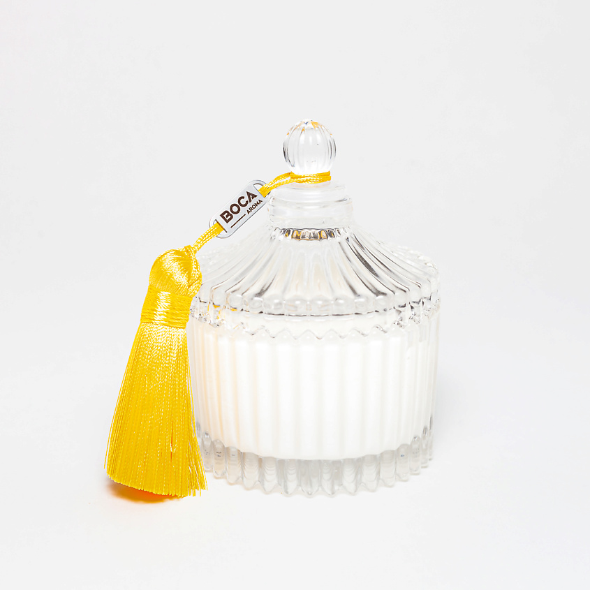 Изображение товара BOCA AROMA Свеча ароматическая в шкатулке, аромат SUNNY ISLAND: зеленый манго, ревень, персик, 80 г