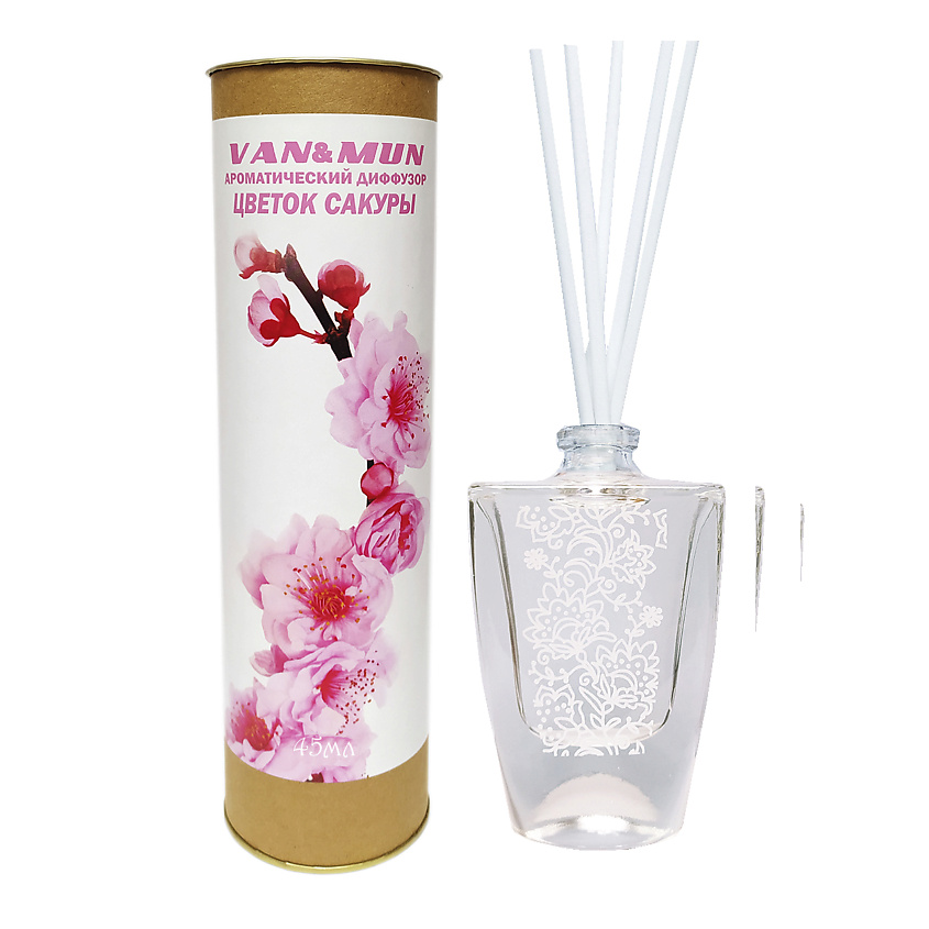 Изображение товара VAN&MUN Ароматический диффузор Цветок сакуры с палочками для дома и офиса, 45 мл