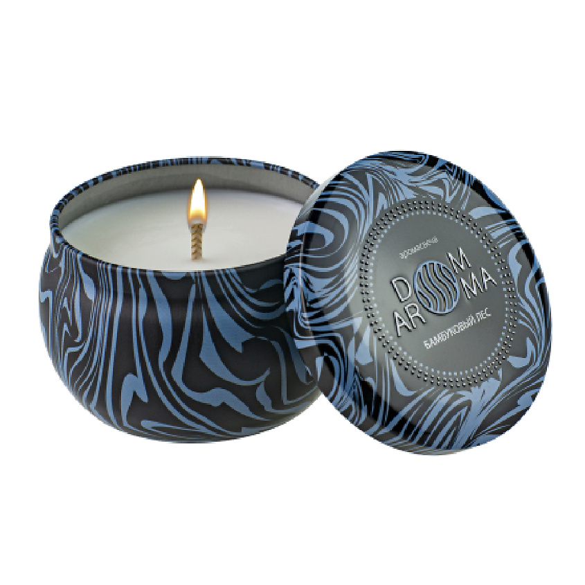 Изображение товара Ароматическая свеча DOM AROMA Бамбуковый лес 125 г с синим цветом