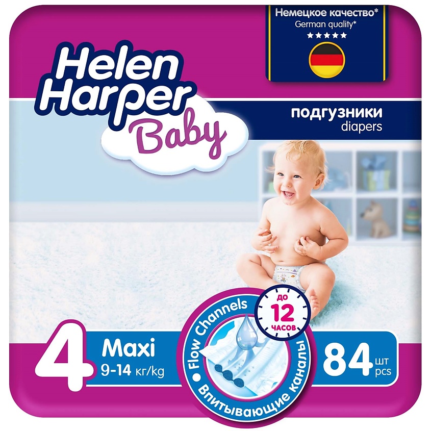 Изображение товара Подгузники Helen Harper Baby размер 4 Maxi 9-14 кг 84 шт для малышей