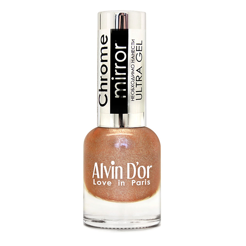 Изображение товара ALVIN D'OR Лак для ногтей CHROME MIRROR 01 Зеркальное серебро золотой