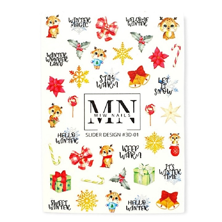 Изображение товара Слайдеры для ногтей MIW NAILS 3D зимняя - стильный маникюр