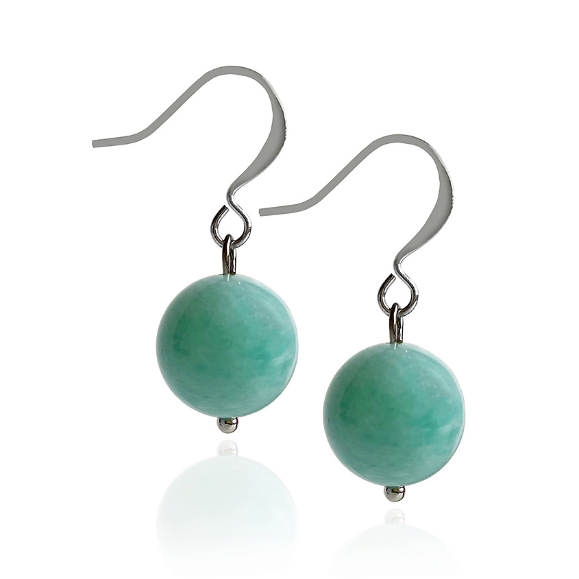 Изображение товара LAPUSH Серьги мятные с натуральным камнем амазонит, цвет: Голубой