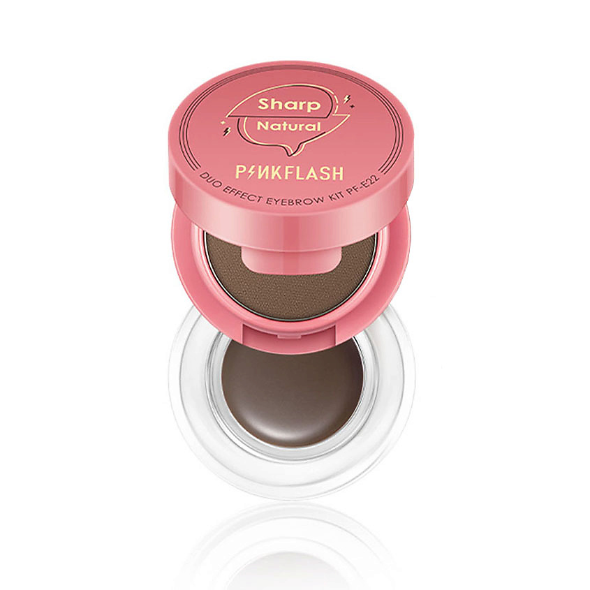 Изображение товара PINK FLASH Набор для макияжа бровей "Duo effect" 2в1 (тени+подводка), №03, "Теплый коричневый"