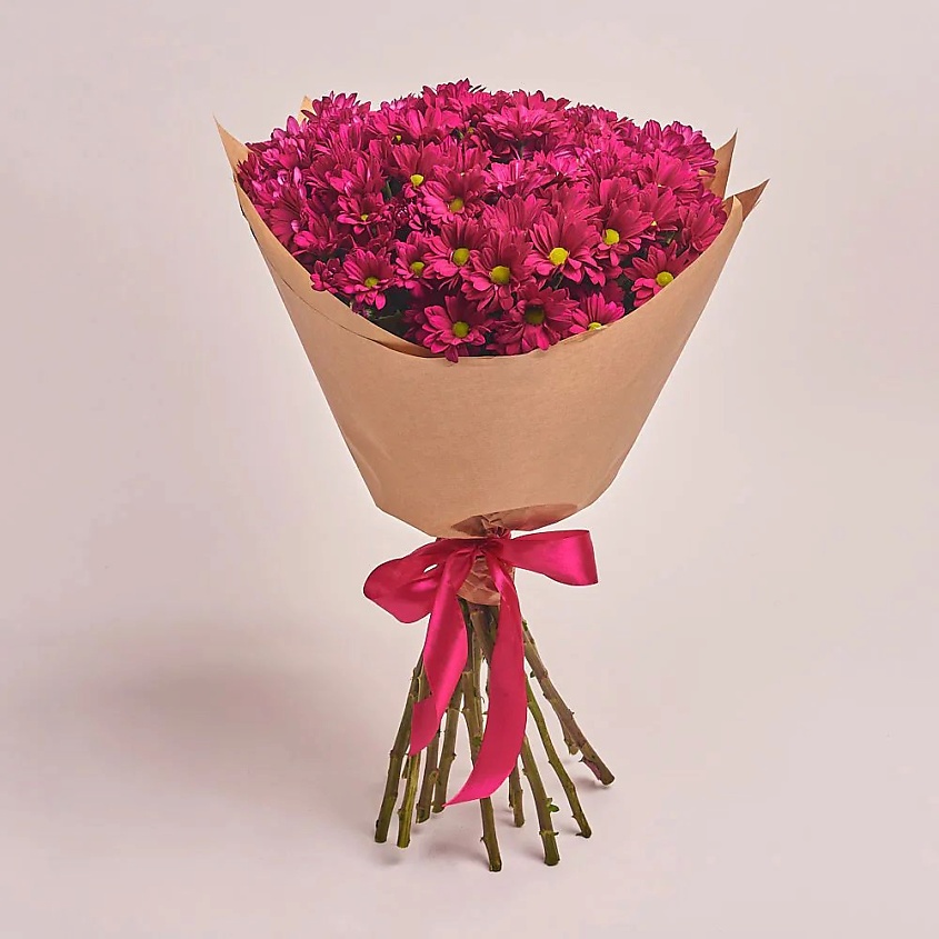 Изображение товара AZALIANOW ЦВЕТЫ. ПОДАРКИ. ДЕКОР Букет из 15 кустовых малиновых хризантем в крафт-бумаге, Букеты и композиции из живых цветов могут на несколько тонов отличаться от изображений. Часть цвета искажается в зависимости от настроек экрана.