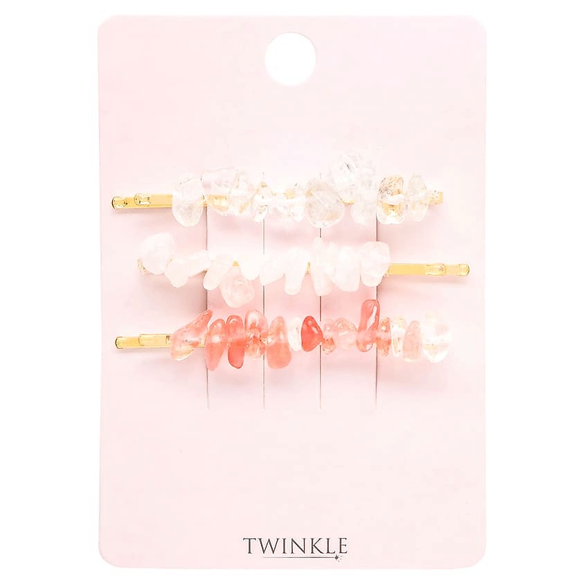 Изображение товара TWINKLE Заколки-невидимки для волос HATURAL QUARTZ PINK, 3 шт.