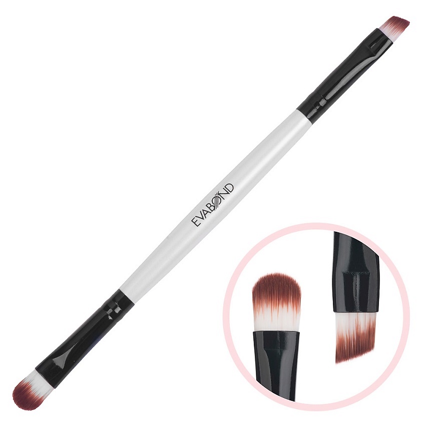 Изображение товара EVABOND Кисть макияжная двухсторонняя для теней и бровей, 1 шт