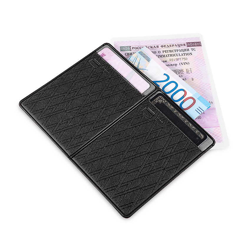 Изображение товара Обложка для автодокументов FLEXPOCKET с отделением для купюр и ОСАГО, черная