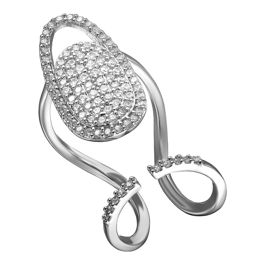 Изображение товара Серебристое регулируемое кольцо на фалангу с прозрачными кристаллами UVI JEWELLERY