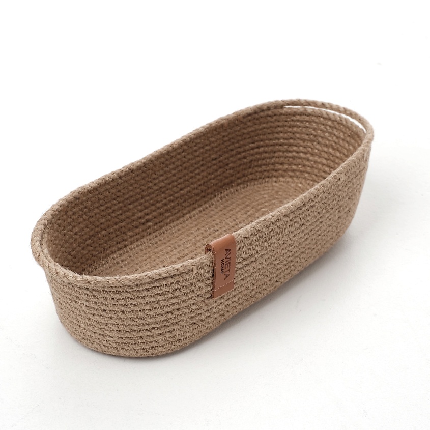 Изображение товара Многофункциональная овальная корзина AVIETA HOME из джута и кожи Бежевый