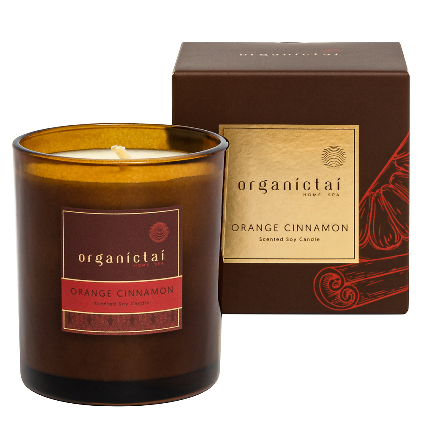 Изображение товара Ароматическая соевая свеча ORGANICTAI АПЕЛЬСИН - КОРИЦА 180 мл