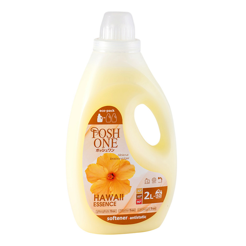 Изображение товара POSHONE Кондиционер для белья "Hawaii Essence" бережный уход за белым и цветным бельем, 2000 мл