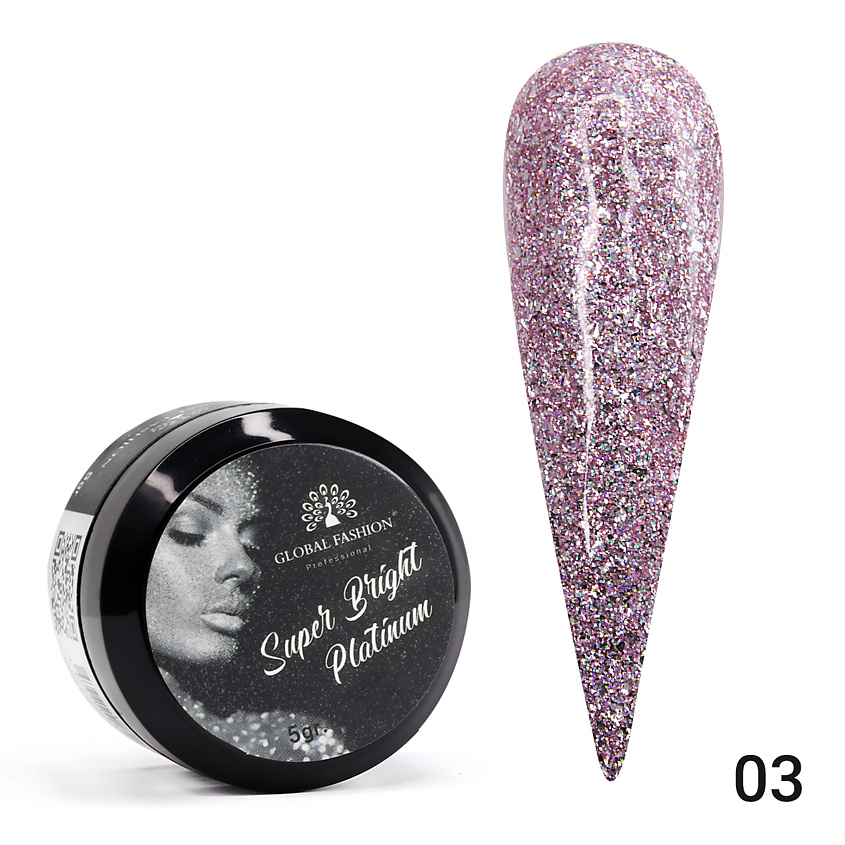 Изображение товара Гель-краска для ногтей Super Bright platinum 01 Черный 5 г GLOBAL FASHION