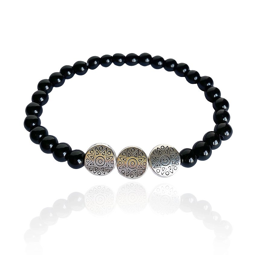 Изображение товара LAPUSH Браслет на руку с черным агатом и тибетскими бусинами, цвет: Черный, размер: 21 см