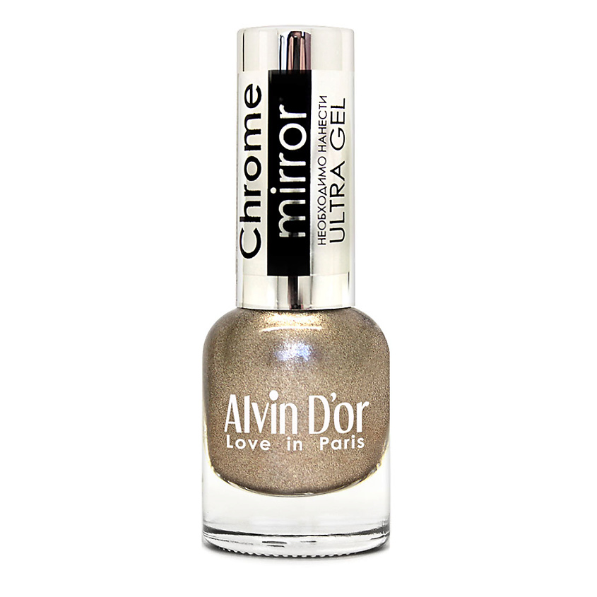 Изображение товара ALVIN D’OR Лак для ногтей CHROME MIRROR, 01 Зеркальное серебро, цвет: золотой