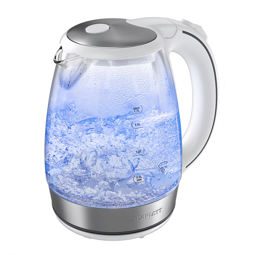 Изображение товара Электрический стеклянный чайник Scarlett SC-EK27G37 1,7 л белый с подсветкой