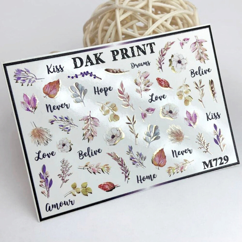 Изображение товара DAK PRINT Слайдер-дизайн для ногтей M729, цвет: н/о, 1 шт