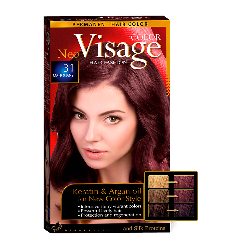Изображение товара VISAGE COLOR HAIR FASHION Краска для волос Тёмно-пепельно русый Dark Ash Blond 12, цвет: Махагон 31