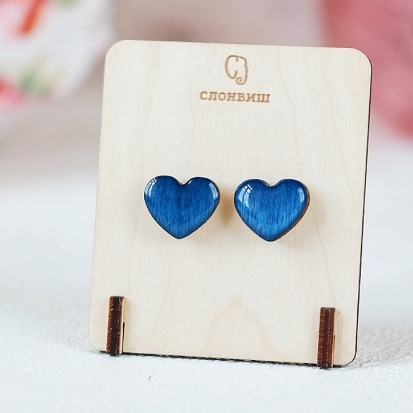 Изображение товара СЛОНВИШ Heart red Серьги сердечки красные крупные, цвет: Синий