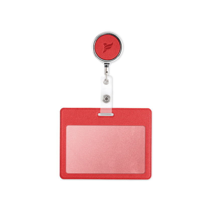 Изображение товара FLEXPOCKET Карман для пропуска или бейджа из экокожи, горизонтальный с рулеткой, Красный