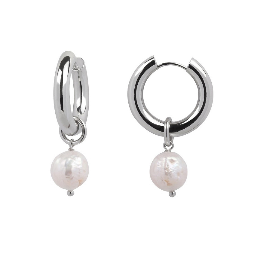 Изображение товара MORZA Серьги-конго со съемными подвесками из жемчуга, Серебряный