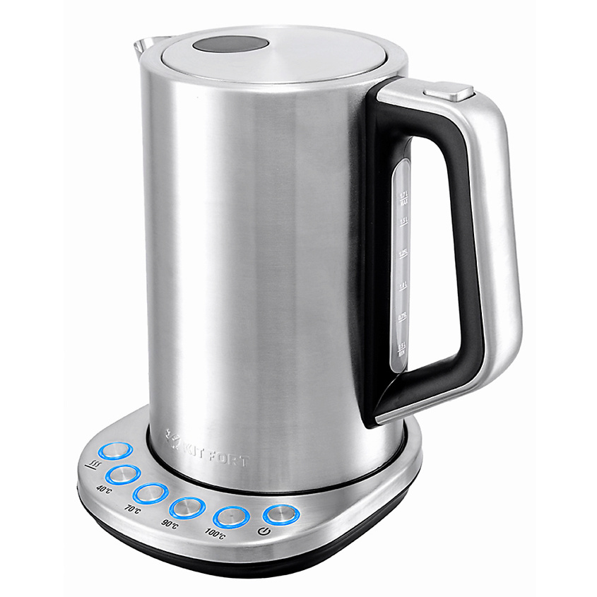 Изображение товара Электрический чайник KITFORT КТ-621 с терморегулятором и поддержанием температуры серебряный