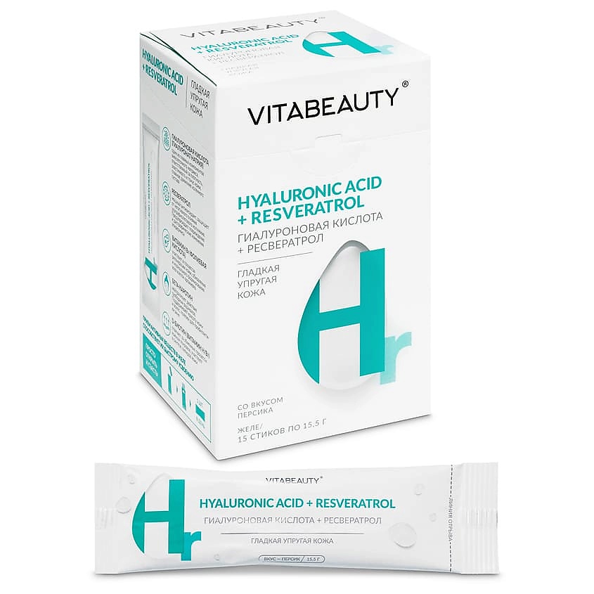 Изображение товара ВИТАБЬЮТИ Гиалуроновая кислота + Ресвератрол желейный батончик 15 шт