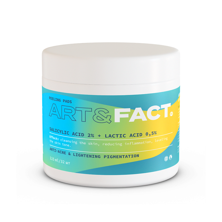 Изображение товара ART&FACT Анти-акне пэды для лица с салициловой кислотой и молочной кислотой, 115 мл