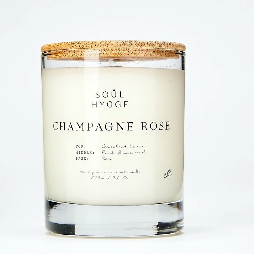 Изображение товара SOUL HYGGE Ароматическая свеча CHAMPAGNE ROSÉ с хлопковым фитилем, 225 мл
