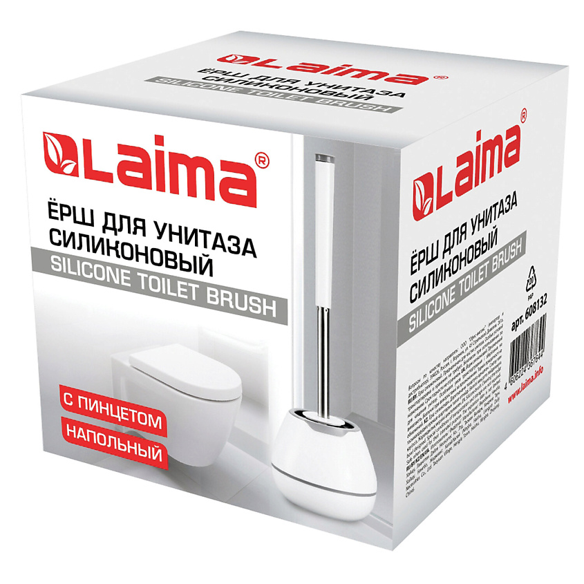 Изображение товара LAIMA Ершик для унитаза силиконовый STANDART TYPE, цвет: Белый, 1 шт