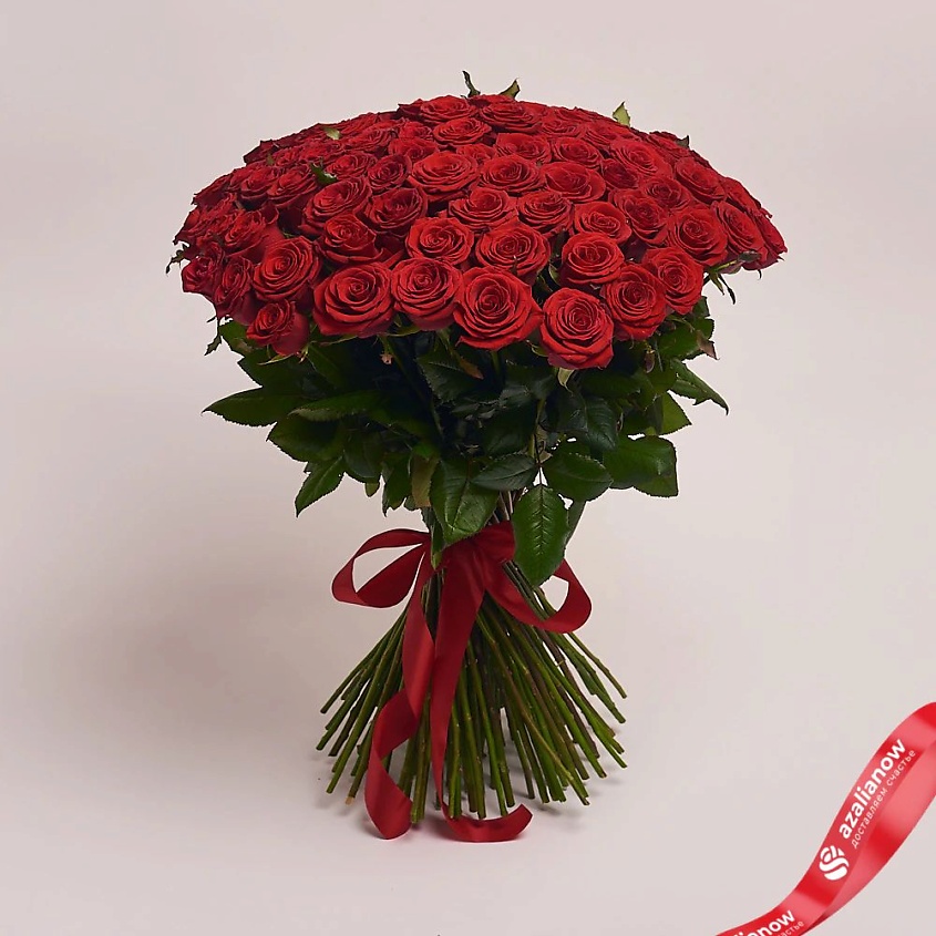 Изображение товара Подарочный букет из 101 красной розы классический стиль оформление