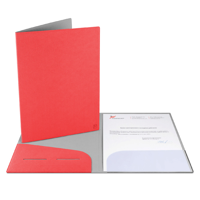 Изображение товара Классическая папка из экокожи FLEXPOCKET для документов, красная