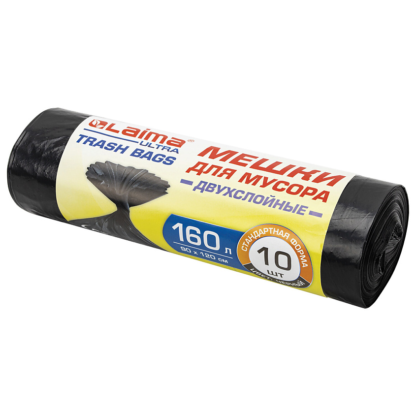 Изображение товара LAIMA Мешки для мусора ULTRA прочные, 160 л., 10 шт.